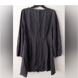 Asos Design black denim dress long sleeve button womens 12